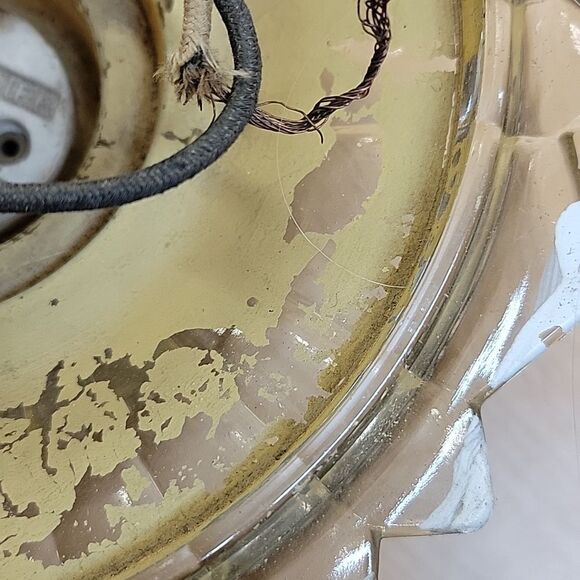 VINTAGE ART DECO STARBURST clear painted GLASS CEILING LIGHT SHADE flush socket - Picture 5 of 6